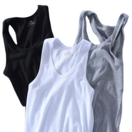Wholesale White Plain Dye Solid O-Neck 100% Cotton Vest For Mens